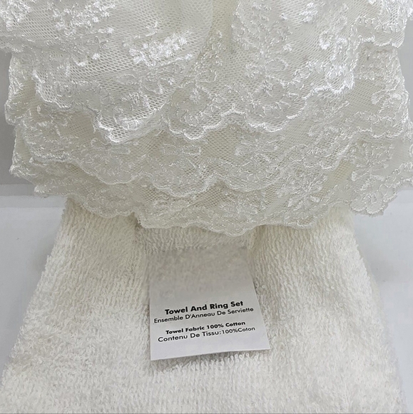 Towel and ring set cotton in white color - Picture 6 of 7